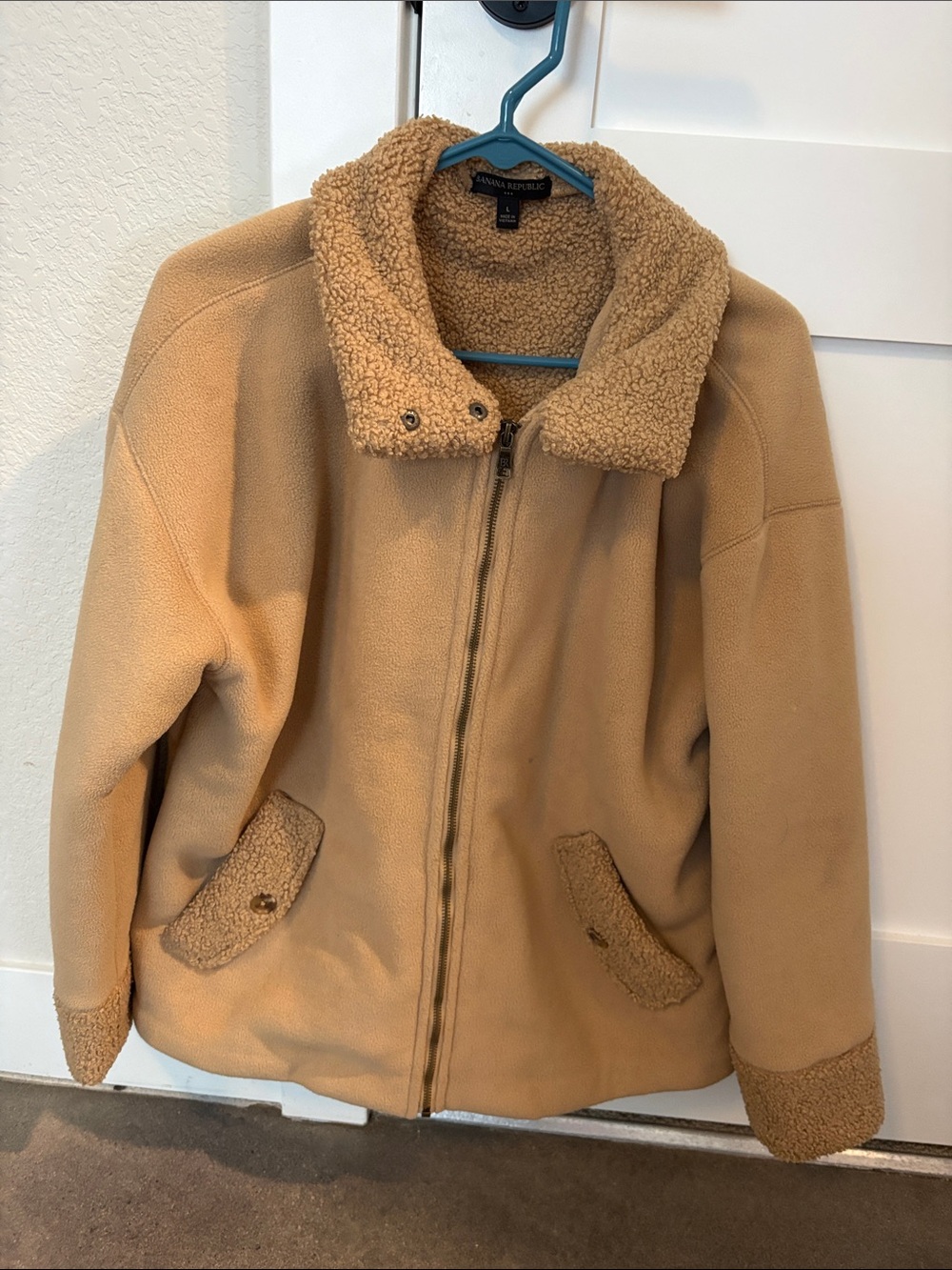 Banana Republic Camel Sherpa-Trim Zip Jacket